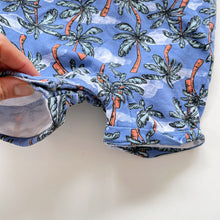 Load image into Gallery viewer, Dymples Palm Trees Shortalls Blue (12-18m)
