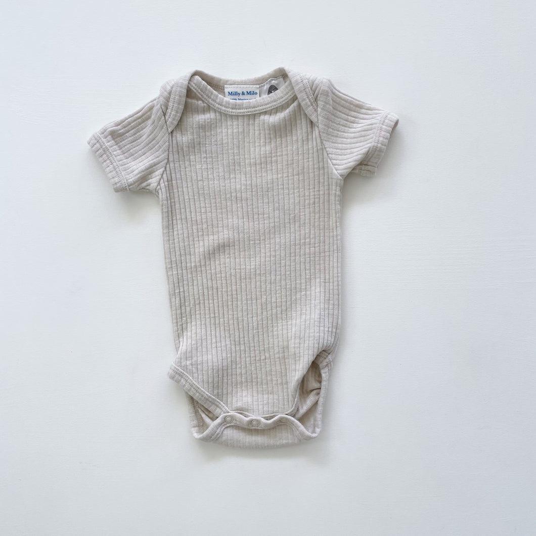 Milly & Milo Merino S/S Bodysuit Oatmeal (0-3m)