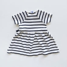 Load image into Gallery viewer, Petit Bateau Dress Navy/White Stripes / Bow (3-6m)
