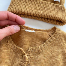 Load image into Gallery viewer, Nature Baby Merino Knit Cardigan + Beanie Mustard (2y)
