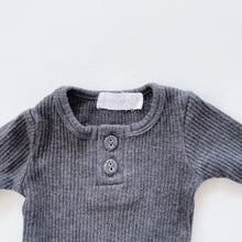 Load image into Gallery viewer, Jamie Kay Organic Ribbed L/S Bodysuit Charcoal (newborn)
