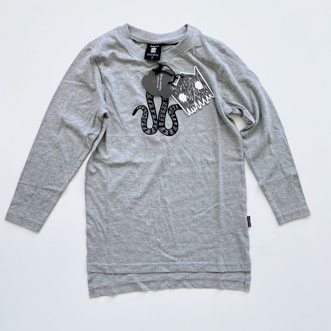 Band of Boys L/S Tee Grey Marle Snake Long Line NEW (5y)