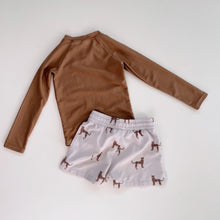 Load image into Gallery viewer, Jamie Kay Swim Set Brown Top/ Cheetah Shorts (1y)
