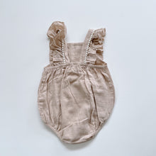 Load image into Gallery viewer, Embroidered Frill Strap Romper Oatmeal (1y)
