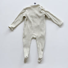 Load image into Gallery viewer, Bonds Kimono Style Footed All-In-One Green Stripe (3-6m)
