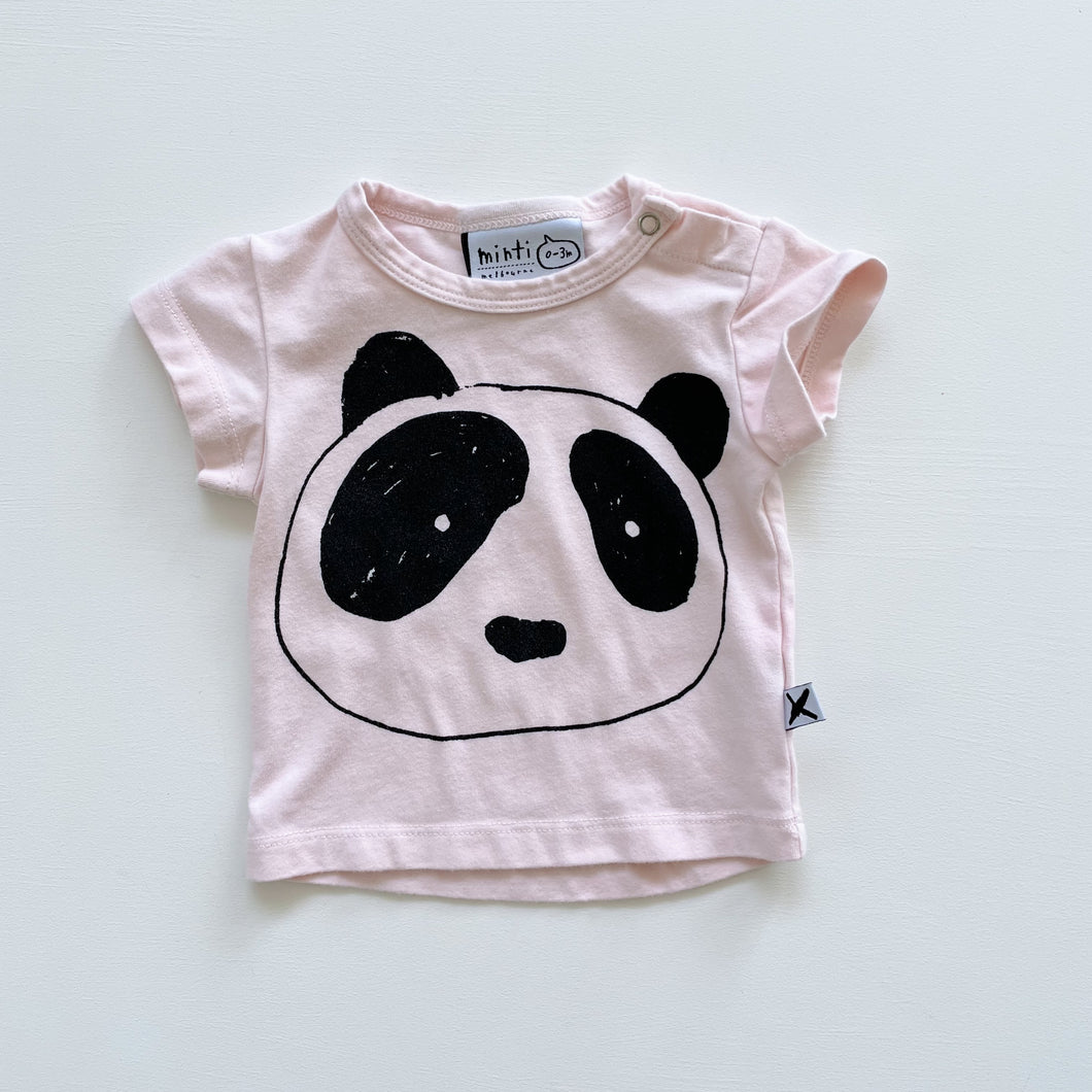 Minti Pale Pink Panda Tee (0-3m)