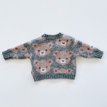 Load image into Gallery viewer, HUX Knit Cardigan Green/Pink Bear (6-12m)
