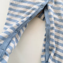Load image into Gallery viewer, Baby Baby Merino Onesie Blue Stripes (6-12m)
