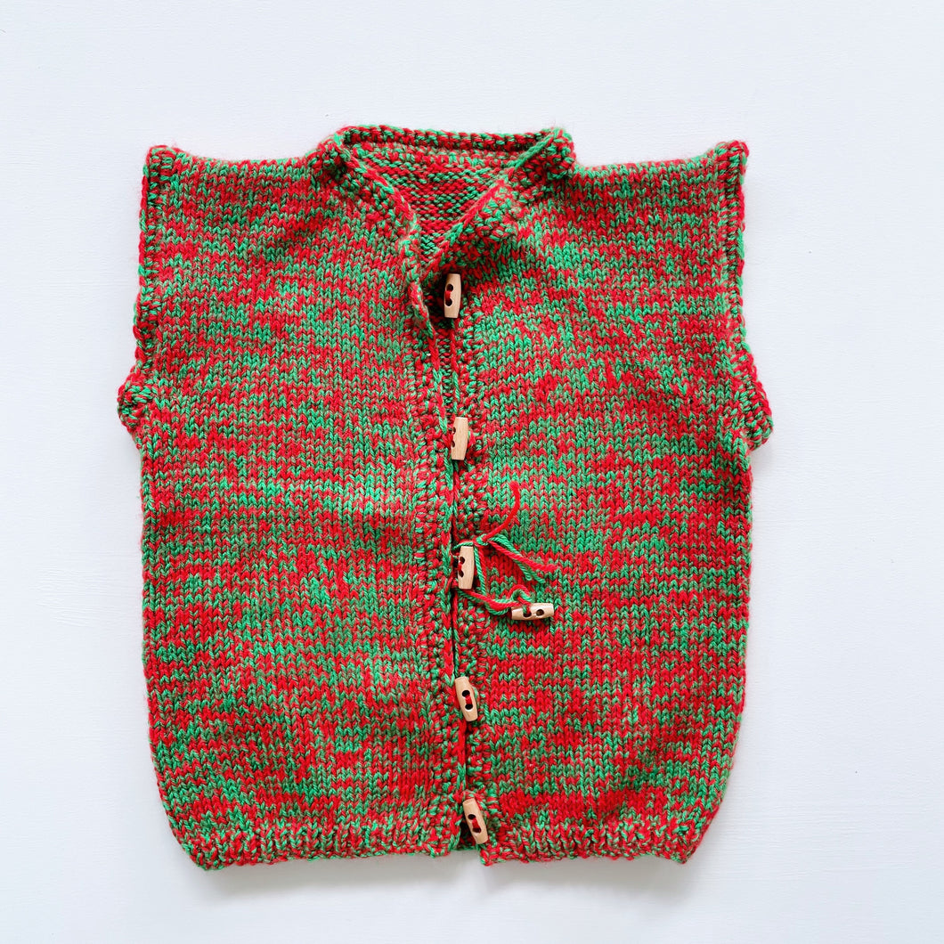 Red/Green Speckled Handmade Vest (5-6y)