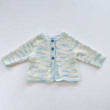 Load image into Gallery viewer, Handmade Blue/Yellow Speckled Knit Cardigan (3-6m)
