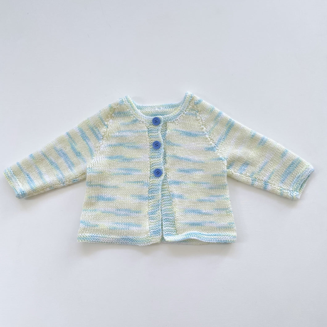 Handmade Blue/Yellow Speckled Knit Cardigan (3-6m)