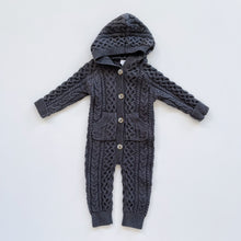 Load image into Gallery viewer, Jamie Kay Textured Hooded Knit Onepiece | Washed Navy (6-12m)
