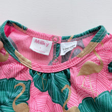 Load image into Gallery viewer, Milky Flamingo Romper Pink/Green (1y)
