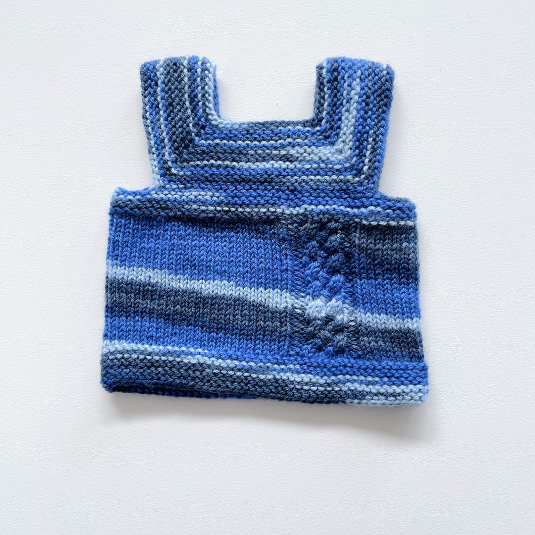 Handmade Wool Cable Knit Vest Blue (0-3m)