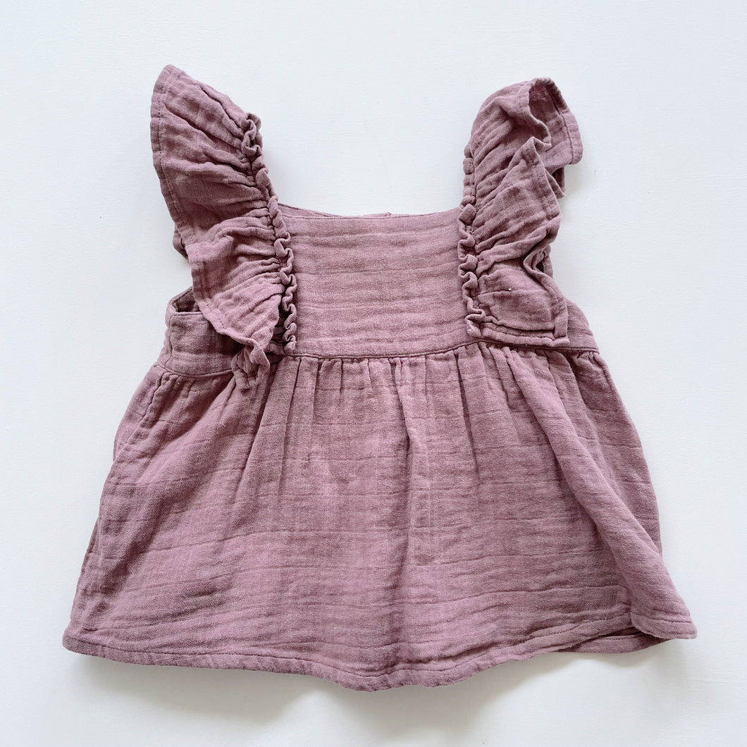 Jamie Kay Organic Muslin Frill Sylvie Top Berry Tea (2y)