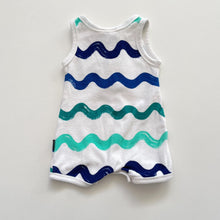Load image into Gallery viewer, Bonds Terry Romper Green /Blue Waves NWOT (0-3m)
