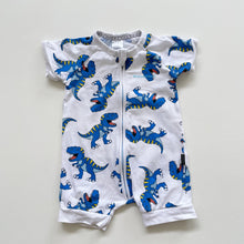 Load image into Gallery viewer, Bonds Summer Romper Blue Dinosaurs (3-6m)
