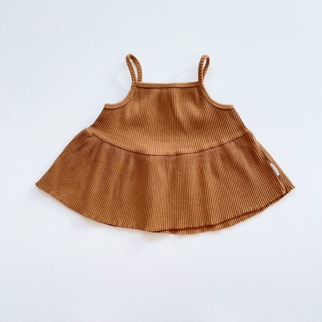 Blush Baby Ribbed Top Mustard/Brown (3y)