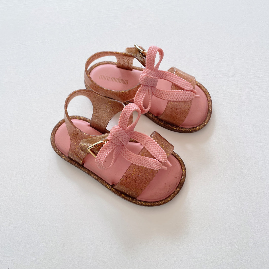 Mini Melissa Velcro Sandals Pink Ribbon (EU21)