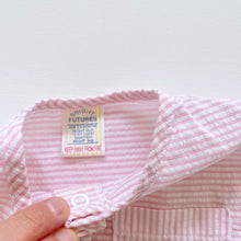 Load image into Gallery viewer, Vintage ABC Romper Pink Stripes (3-6m)
