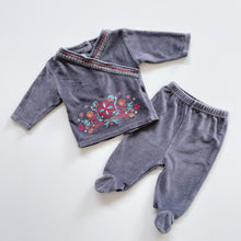 Load image into Gallery viewer, Vintage DP am Grey Velour Set (3m)
