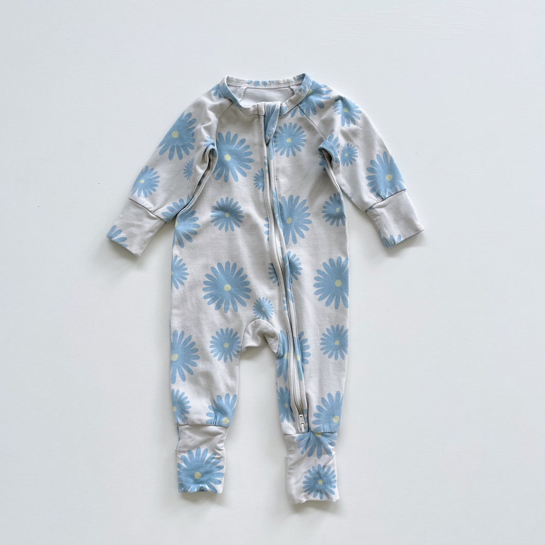 Blue Daisies All-In-One Zip Suit (0-3m)