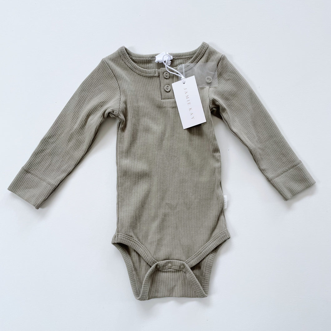 Jamie Kay Organic Rib L/S Bodysuit - Green NEW (6-12m)