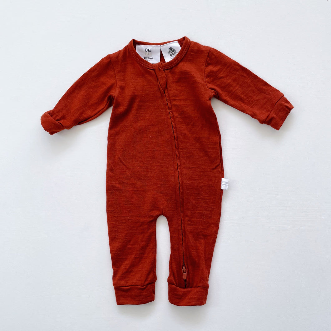 BABU Footless Merino Onesie Rust NWOT (newborn)