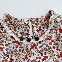 Load image into Gallery viewer, Handmade Brown/Orange Floral Tiered Dress L/S (5y)
