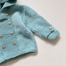 Load image into Gallery viewer, Handmade Wool Cardigan Blue (3-6m)
