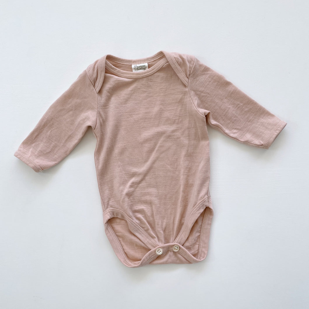 Nature Baby Merino L/S Bodysuit Pale Pink (0-3m)
