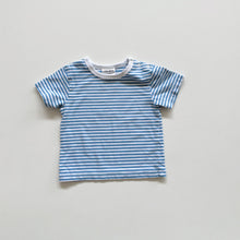 Load image into Gallery viewer, Little Bee by Dimples Organic Tee White/Blue Stripes (3-6m)
