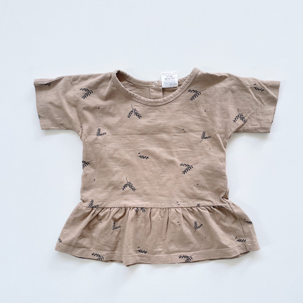 Buck & Baa Organic Tee Tan/ Leaves (4y)
