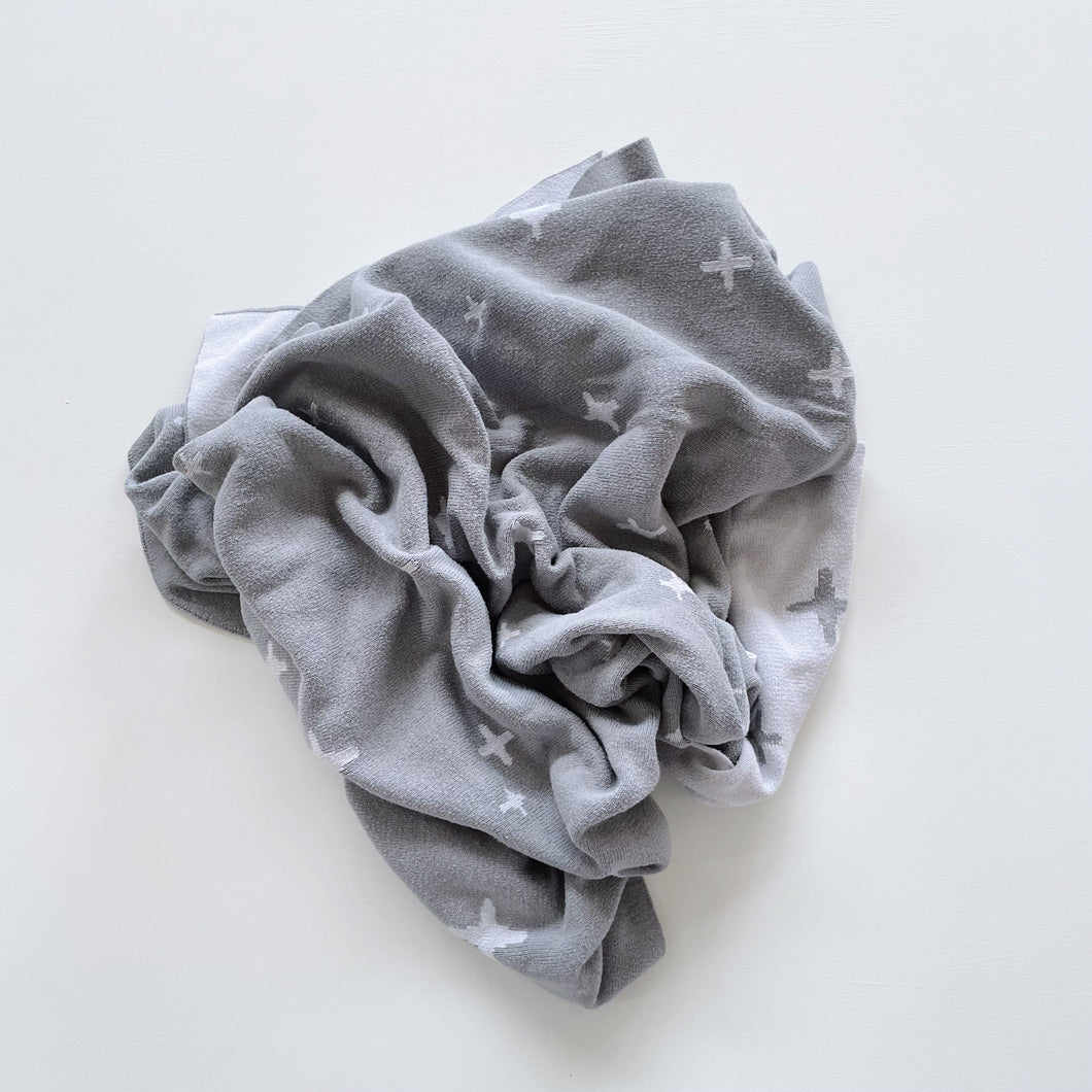 Eco Sprout Cotton Knit Blanket Grey / Crosses (120cm x 100cm)