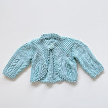Load image into Gallery viewer, Handmade Cotton Knit Cardigan Turquoise (0-3m)
