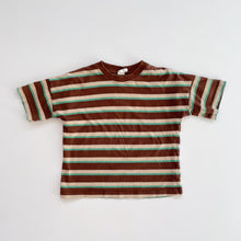 Load image into Gallery viewer, Summer and Storm Organic T-Shirt Brown/Green Stripes (2y)
