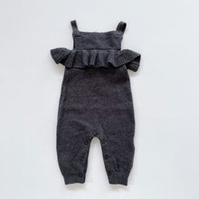 Load image into Gallery viewer, Teeny Weeny Cotton /Wool Knit Overalls Charcoal NEW (6-9m)

