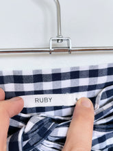 Load image into Gallery viewer, RUBY Navy/White Gingham Skirt *missing button (XS)
