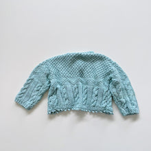 Load image into Gallery viewer, Handmade Cotton Knit Cardigan Turquoise (0-3m)

