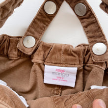 Load image into Gallery viewer, Brown Cord Frilly Overalls (6y)
