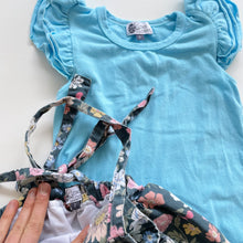 Load image into Gallery viewer, Arlow's Closet Ruffle Blue Tee + Floral Dress (2y)
