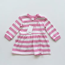 Load image into Gallery viewer, Seed L/S Dress Pink Stripes NEW (6-12m)
