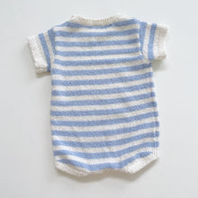 Load image into Gallery viewer, Seed Knit Romper Blue Stripe (0-3m)
