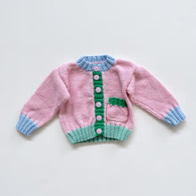 Load image into Gallery viewer, Stunning Handmade Cardigan Pink Colour Block (0-3m)

