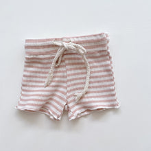 Load image into Gallery viewer, The Loved Ones Pink Stripe Shorts Waffle Fabric (3-6m)
