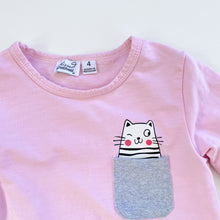 Load image into Gallery viewer, Kissed by Radicool Cat in a Pocket Pink Top (4y)
