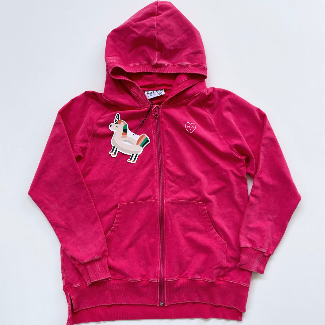 Minti Zip Up Hood Raspberry Wash NEW (14y/Small adult)