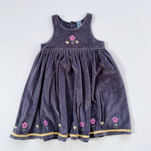 Load image into Gallery viewer, Vintage Pumpkin Patch Velvet Dress Stone Blue (3-4y)
