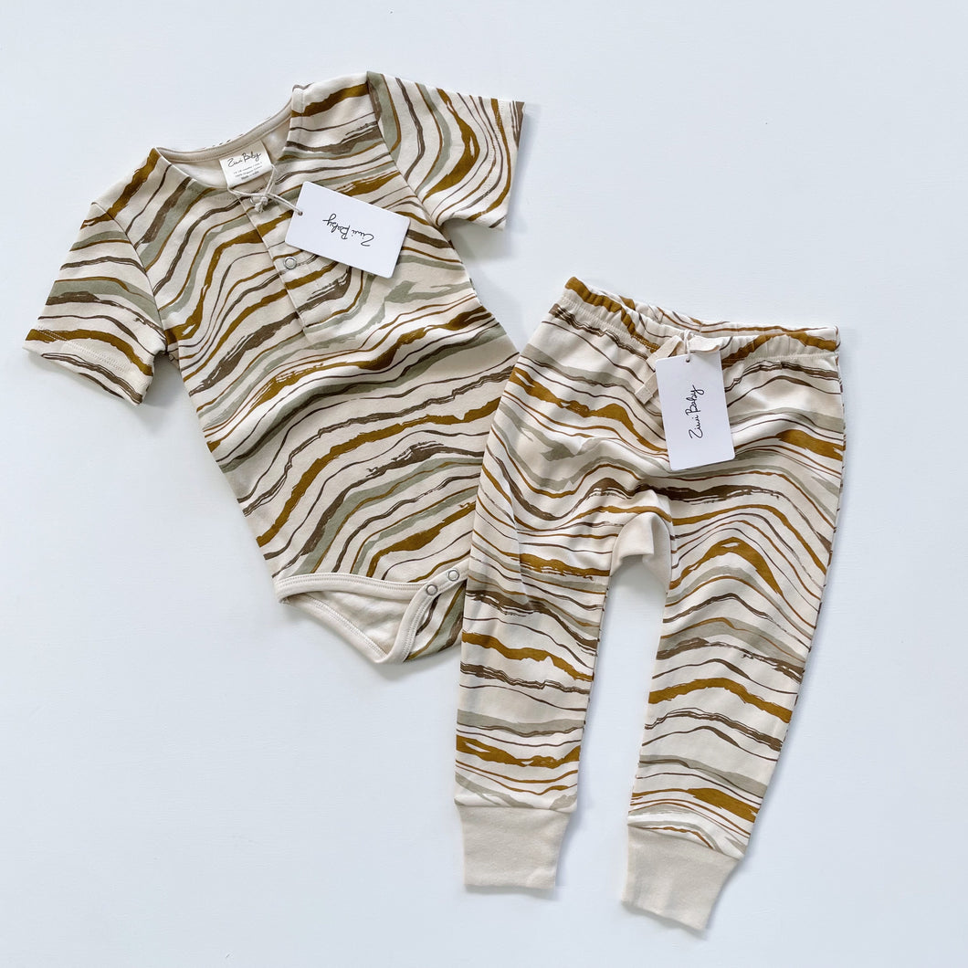 Ziwi Baby Organic Bodysuit + Pants Bundle Wiggle Stripe NEW (1-2y)