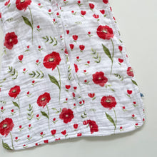 Load image into Gallery viewer, Little Unicorn Cotton Muslin Sleeping Bag Red Poppies 1.0 tog (12-18m)
